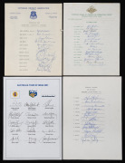 AUSTRALIAN TEST TEAMS: Four fully signed team sheets: "Australian Team on Tour 1966-67) with Bob Simpson captain; "Australia Team v Pakistan January 1977" with Greg Chappell captain; "Australian Team v Pakistan December 1983" with Kim Hughes captain; and 