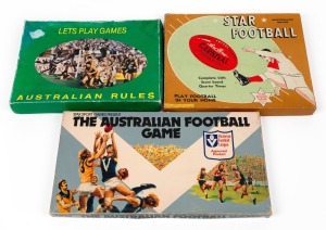 Extremely rare copy of c. 1960s 'Star Football Australian Rules' board game by Star Board Game Products, comprising cardboard playing field and scoreboard, forty-four score pieces, all twelve team name cards, three dice, fifty-four plastic counters, toget
