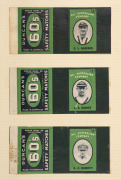 The 1938 Australian Team to England: A complete set of sixteen "Duncan's 60's Safety Matches" box wrappers plus a generic example (opened out) featuring portraits of the whole team, including C.W. Walker (South Australian wicket-keeper) who was chosen for - 2