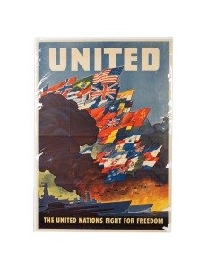 LESLIE RAGAN (1897-1972) 'United - The United Nations Fight For Freedom', original 1943 colour poster, the artist's name at lower left in the plate, published by the United States Office of War Information, 103 x 71cm.
