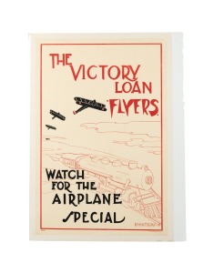 K. WATKINS 'The Victory Loan Flyers - Watch For The Airplane Special', original 1919 colour poster, laid down on linen, the artist's name at lower right in the plate, produced by the Sackett & Wilhelms Corporation, 81 x 55cm overall.