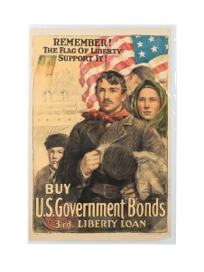 'Remember! The Flag Of Liberty - Support It! Buy U.S. Government Bonds - 3rd. Liberty Loan', original 1918 colour poster, published by the United States Department of the Treasury, 76 x 54cm.