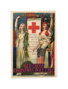 EDWIN HOWLAND BLASHFIELD (1848-1936) 'December 16th to 23d - Red Cross Christmas Roll Call', original 1918 colour poster, the artist's name at lower right in the plate, published by the American Red Cross, 67 x 47cm.
