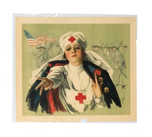 HARRISON FISHER (1875-1934) original 1918 colour poster, the artist's name at right in the plate, published by the American Red Cross, 61 x 70cm. Note in pencil at margin indicates that this was displayed in Washington D.C. during the period of the United