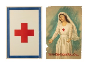 WILLIAM HASKELL COFFIN (1878-1941) 'Third Red Cross Roll Call', original c. 1919 colour poster, the artist's name at lower right in the plate, published by the American Red Cross, 76 x 50cm, together with 1918 81 x 56cm American Red Cross logo poster, art