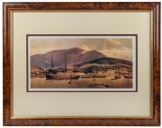 Two Tasmanian scene facsimile prints, the smaller attractively framed in huon pine, the larger 55 x 68cm overall.
