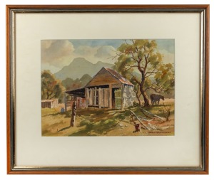 DONALD HAMILTON (1932 - ), Mt. Barney Farm, watercolour, signed lower right "Don Hamilton", 25 x 35cm, 45 x 53cm overall.