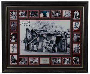 BOXING COLLECTION: Including a large framed Lionel Rose display, a framed photograph of Mike Tyson with Jeff Fenech, a framed poster of a Lester Ellis v Rocky Berg World Championship fight, a pair of Jeff Horn 10oz boxing gloves, and various other signed photographs, VIP passes, etc.; the largest 95cm x 116cm overall.