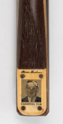 HORACE LINDRUM: Circa 1950s billiards cue, length 153cm, with ivory plate featuring portrait and text 'Horace Lindrum - Champion Cue', together with leather case. - 2