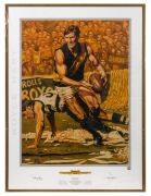 "ROYCE HART - Australian Sports Legend" poster with artwork by Jamie Cooper, limited edition (#9/500) signed by Hart and Cooper; overall 93 x 70cm.