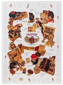 MELBOURNE FOOTBALL CLUB Great Moments poster (1996) limited edition (#445/501) signed by 15 club legends, including Jim Stynes, Ron Barassi, Hassa Mann, Jim Cardwell, Garry Lyon, Robert Flower and Brian Dixon. With CofA. Overall 91 x 67cm.