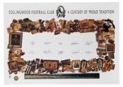 "COLLINGWOOD FOOTBALL CLUB - A CENTURY OF PROUD TRADITION" limited edition display (#0014/1000) signed by ten Collingwood greats, including Tony Shaw, Lou Richards, Bob Rose, Len Thompson, Peter Daicos and Des Tuddenham. Overall 70 x 100cm.
