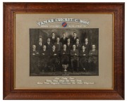 LAUNCESTON SPORTING CLUB PHOTOS: 1926-27 Tamar Cricket Club team photograph, window-mounted, framed and glazed, 53 x 66cm overall, together with 1909 Launceston F.C. team photograph, 39 x 51cm. (2 items)