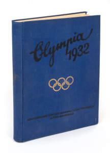 "OLYMPIA 1932" First edition album by Reemtsma, Hamburg, Germany; complete with all tipped-in colour and black & white pictures of the athletes, venues and events, together with the fold-out graph depicting the Olympic medal count of 11 countries.