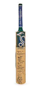 A full-sized Kookaburra cricket bat, signed by the Sri-Lankan cricket team of 1998-99.