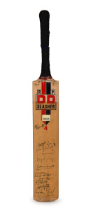 An RP DD Slasher cricket bat, signed by the Indian team that won the 1983 Cricket World Cup in England.