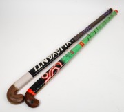 A Vijayanti hockey stick with applied fabric, signed by the 1998 Indian hockey team, who were competing in Australia, together with another hockey stick with many signatures illegible. - 4