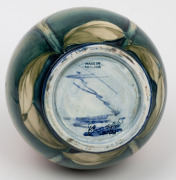 MOORCROFT "Waratah" baluster shaped English pottery vase on blue and green ground, impressed signature cartouche "W. Moorcroft, Potter to H. M. The Queen. Made in England" with underglazed blue signature mark "W. Moorcroft", 25cm high - 3