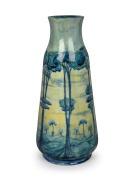 MOORCROFT "Hazeldene" English pottery mantle vase made for LIBERTY & Co. of London, green underglaze signature "W. Moorcroft" and stamped "MADE FOR LIBERTY & CO" with registration mark, 33.5cm high