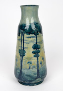 MOORCROFT "Hazeldene" English pottery mantle vase made for LIBERTY & Co. of London, green underglaze signature "W. Moorcroft" and stamped "MADE FOR LIBERTY & CO" with registration mark, 33.5cm high - 2