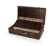BOOKMAKER'S BOARD: Original bookmaker's betting board, showing odds for twenty-four horses, in original timber carry case, and accompanied by the betting bag used by A.E. Turner of Ballarat, the board 70 x 78cm opened out. (2 items) - 3