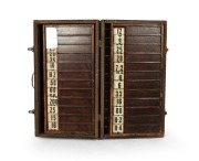 BOOKMAKER'S BOARD: Original bookmaker's betting board, showing odds for twenty-four horses, in original timber carry case, and accompanied by the betting bag used by A.E. Turner of Ballarat, the board 70 x 78cm opened out. (2 items) - 4