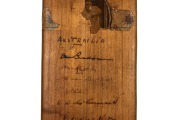 THE AUSTRALIAN TEAM IN ENGLAND 1938: A W.M. Woodfull Australia XI Dominion cricket bat, signed to the front of the blade by the Australian team, including Don Bradman, Stan McCabe, Jack Fingleton, Bill O'Reilly, and Sid Barnes. Additionally signed on the - 5