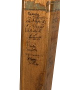 THE AUSTRALIAN TEAM IN ENGLAND 1938: A W.M. Woodfull Australia XI Dominion cricket bat, signed to the front of the blade by the Australian team, including Don Bradman, Stan McCabe, Jack Fingleton, Bill O'Reilly, and Sid Barnes. Additionally signed on the - 10