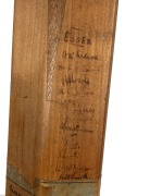 THE AUSTRALIAN TEAM IN ENGLAND 1938: A W.M. Woodfull Australia XI Dominion cricket bat, signed to the front of the blade by the Australian team, including Don Bradman, Stan McCabe, Jack Fingleton, Bill O'Reilly, and Sid Barnes. Additionally signed on the - 11