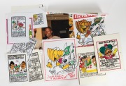 WEG (WILLIAM ELLIS GREEN, 1923-2008): A folio of original artworks and works-in-progress featuring cricket themes, produced by WEG for his friend (and client?) Larry Mendonca, of the Rajah-Sahib restaurant in Queen Street, Melbourne. - 2