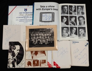 AUTOGRAPHS: An interesting collection assembled by an airline hostess, mainly in the 1980s and 90s, including John Landy, John Newcombe, Evonne Goolagong Cawley, Kay Cottee, Jim Courier, Allan Border, Marion Jones, Ian Botham, John Bertrand, Betty Cuthbert, and others. The collection also includes other celebrities, including Bryce Courtney, Don Burrows, Johnny Farnham, Ray Charles, Ken Done, Petula Clark, Jeffrey Archer, David Attenborough, and many others.