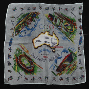 MELBOURNE OLYMPICS: Souvenir towel depicting the official logo and torch, together with six souvenir scarves or handkerchiefs. (7 items) - 3