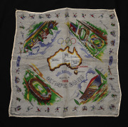 MELBOURNE OLYMPICS: Souvenir towel depicting the official logo and torch, together with six souvenir scarves or handkerchiefs. (7 items) - 5