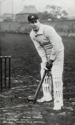 VICTOR TRUMPER: Original signature to the front of a Bolland real-photo postcard of Trumper in England in his Australian team cap, practicing at the wicket. - 2