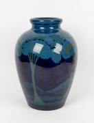 MOORCROFT "Moonlit Blue" spectacular English exhibition pottery mantle vase, impressed factory mark to base, signature obscured by glaze, an imposing 40cm high, 27cm wide. - 2