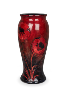 MOORCROFT "Poppy" flambe English pottery vase, underglaze blue signature mark to base "W. Moorcroft" and impressed "MOORCROFT", an impressive 42.5cm high.