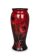 MOORCROFT "Poppy" flambe English pottery vase, underglaze blue signature mark to base "W. Moorcroft" and impressed "MOORCROFT", an impressive 42.5cm high.