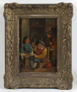 ARTIST UNKNOWN, (Dutch tavern scene), oil on canvas, ​​​​​​​20 x 15cm, 27 x 22cm overall