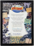 WILLIAMSTOWN F.C. TEAM OF THE CENTURY: Barry Round's Team of the Century nomination and selection congratulatory certificates, framed and glazed, the larger 36 x 48cm overall, plus 1987 Age Sports Star Award certificate and 1993 Warragul F.C. Certificate - 2