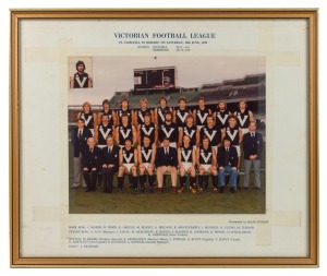 Barry Round's original team photographs from all five of the Victorian representative teams for which he was selected (VFL 1978/1979/1981/1982 and VFA 1988), each with player names and game stats listed, framed and glazed, the largest 39 x 33cm overall. R