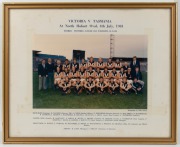 Barry Round's original team photographs from all five of the Victorian representative teams for which he was selected (VFL 1978/1979/1981/1982 and VFA 1988), each with player names and game stats listed, framed and glazed, the largest 39 x 33cm overall. R - 3