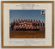Barry Round's original team photographs from all five of the Victorian representative teams for which he was selected (VFL 1978/1979/1981/1982 and VFA 1988), each with player names and game stats listed, framed and glazed, the largest 39 x 33cm overall. R - 4
