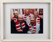 SWANS BROWNLOW MEDALLISTS: Composite group portrait featuring Ron Clegg, Peter Bedford, Fred Goldsmith, Barry Round, Gerard Healy, Herbie Matthews, Greg Williams, Bobby Skilton, and Graham Teasdale, with original signatures (7) of Bedford, Goldsmith, Roun - 3