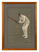 A group of three Chevallier Taylor (1862-1925) colour lithographs, featuring Monty Noble, William Kelly, and Warwick Armstrong; all framed and glazed, the largest 55 x 41cm overall.