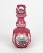 An unusual millefiori and faceted pink glass overlay bottle with stopper, 19th century, ​​​​​​​18cm high. - 2