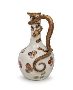 ROYAL WORCESTER antique English porcelain dragon handled ewer decorated in the Japanese style, 19th century, green factory mark to base, 29cm high.