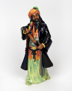 ROYAL DOULTON "Blue Beard" English porcelain statue, green factory mark to base with 1952 copyright, ​​​​​​​28.5cm high.