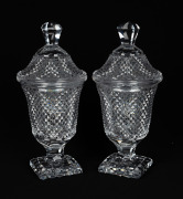 A pair of antique Irish crystal mantle urns, 19th century, ​​​​​​​27cm high.