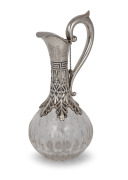 An antique cut crystal claret jug with Continental 800 silver mount, 19th century, ​​​​​​​32cm high.