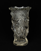 A Bohemian Art Deco frosted glass vase with Bacchanalian female nudes, circa 1920, 27cm high.